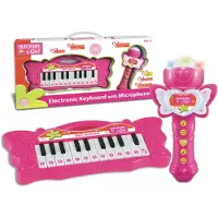 Bontempi Spa Mini Butterfly Tastatur mit Karaoke Mikrofon - Pink