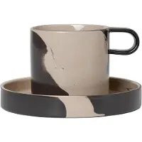 Ferm Living Kaffeebecher Inlay Cup With Saucer Sand/Brown 200 ml