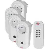 Brennenstuhl Funkschalterset RC CE1 4001, Set mit 4 Funksteckdosen (für den Innenbereich, mit Handsender und erhöhtem Berührungsschutz) weiß
