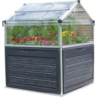 Canopia Metall Hochbeet mit Gewächshaus Plantino anthrazit 118x118x147 cm