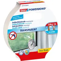 TESA 55744 Powerbond Transparent dobbeltklæbende 5m x 19mm - (10 rulle)