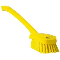 Vikan Hygiene 4182-6 Spülbürste langer Griff, gelb, mittlere Fasern, 415 mm