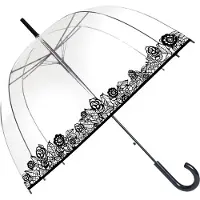 Smati Transparenter Automatik-Regenschirm windbeständig mit Punkte Blumenborte Ø 85 cm
