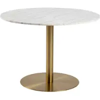 Actona Runder Esstisch Carlos ø105cm - weißer Marmor/Messing