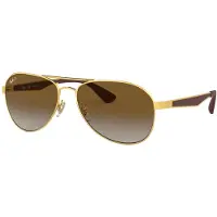 Ray-Ban RB3549, Erwachsener, Uni, Pilot, Braun, Gold, Polarisierte Linse, Metall