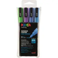 Posca Tuschen - PC-3ML - 4 st. - Blau/Grün/Violett m. Glitzer - - One Size - Filzstifte