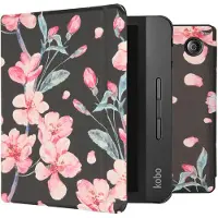 IMoshion Design Slim Hard Case Sleepcover mit Stand für das Kobo Libra H2O - Blossom Watercolor Black
