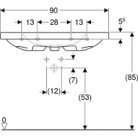 Geberit Waschtisch iCon Light 90x48cm, HL mi, o Ü, m Abl, we. K-Tect
