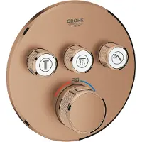 GROHE Grohtherm SmartControl Thermostat Fertigmontageset mit 3 Absperrventilen, runde Ausführung