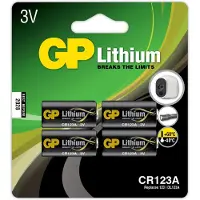 GP Batteries Lithium CR 123A, Einwegbatterie, CR123A, Lithium-Manganese Dioxide (LiMnO2), 3 V, 4 Stück(e), Schwarz