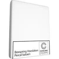 Cascina Colorini Boxspring / Wasserbett Spannbettlaken Weiß (Perkal)-180 x 200 cm