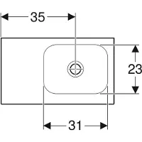 Geberit iCon Light Handwaschbecken, 53 cm x 31 cm, ohne Hahnloch, ohne Überlauf, Ablagefläche links, 501833, 501.833.00.3, Farbe: weiß