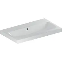 Geberit iCon Light Waschtisch mit verkürzter Ausladung, 75 cm x 42 cm, ohne Hahnloch, mit Überlauf,501842, 501.842.00.4, Farbe: weiß/KeraTect
