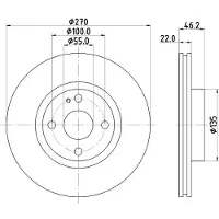 Hella Bremsscheibe Vorderachse Belüftet [Hersteller-Nr. 8DD355115-361] für Mazda