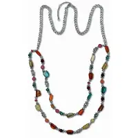 J. Jayz Lange Kette "Modekette Muschel multi color", silber (silbergrau), Halsketten, Damen, 99cm, Metall, L: 99, glänzend, Lange Kette