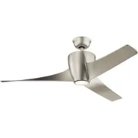 Kichler Phree leiser Deckenventilator mit LED Licht Ø142cm + Fernbedienung Nickel