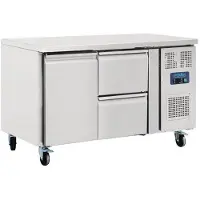 Polar Edelstahl Thekenkühlschrank 1-Türig/2 Schubladen (228Ltr)