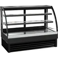 CombiSteel Kühlvitrine KEAGO gewölbt | 2 Ebenen + LED | 298 Liter, HxBxT 120x150x68cm | +2/+8°C | Schwarz | + Geschirrtuch