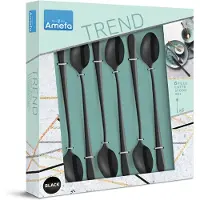 Amefa Austin 1410 Sorbetlöffel/Latte Macchiato Löffel schwarz matt 6 Stück