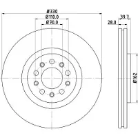 Hella 1x Bremsscheibe [Hersteller-Nr. 8DD355116-651] für Alfa Romeo, Jeep