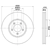 Hella 1x Bremsscheibe [Hersteller-Nr. 8DD355106-821] für Jaguar, Lincoln, Ford Usa