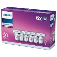 Philips Spot PAR16 GU10 x6, 50 W, 4,6 W, 50 W, GU10, 390 lm, 15000 h, Kaltweiße