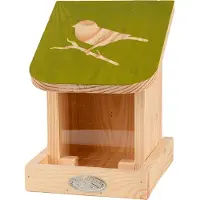 Esschert Design Silo-Futterstelle - BESTE FÜR VÖGEL - Schablone - Kiefernholz - Grün - Einfach zu befüllen