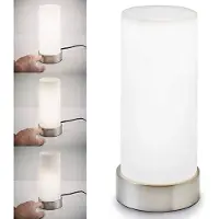 B.K. Licht Tischlampe Gari, dimmbar, weiß / opal, für Schlafzimmer, Glas, Tischlampe