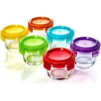Klarstein bambuswald 6 x 120ml Aufbewahrungsbecher mit Klickverschluss | verschließbare & luftdichte Aufbewahrungsgläser Aufbewahrungsbehälter für Mikrowelle und Gefrierschrank | Dose Glas Aufbewahrung