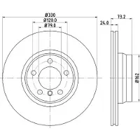 Hella 1x Bremsscheibe Vorderachse Belüftet [Hersteller-Nr. 8DD355119-561] für BMW