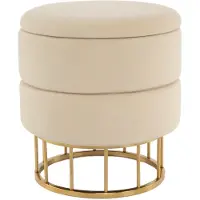 Hearthome & Living | Hocker Sero Samt Beige Samt 37.5x41x37.5 cm | NADUVI