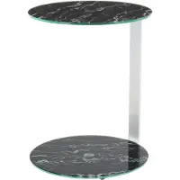 Hearthome & Living | Beistelltisch Quentin Silberfarben Glas 40x40x53 cm | NADUVI