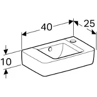 Geberit Renova Compact HWB 400x250mm, HL rechts, oÜL, 1 Stk.