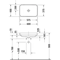Duravit DU Aufsatzbecken 600mm Happy D.2 Plus Anthrazit Matt,o.Überl,o.HLB, o.HL