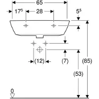 Geberit Waschtisch RENOVA o HL m ÜL 650x500mm we KT
