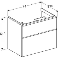 Geberit 502.304.JL.1, Grau, Sand, 2 Schublade(n), 740 mm, 476 mm, 615 mm