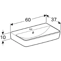 Geberit Renova Compact WT, 600x370mm, mit Hahnloch, mit Überlauf, 1 Stk.