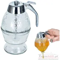 Orion Glas Spender Dispenser für Honig Sirup Honig-Dosierer mit Untersatz Speicher Ständer
