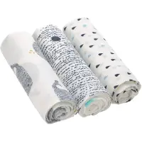 Lassig 3er-Pack Mullwindel Soft Swaddle L 80x80 cm, blau