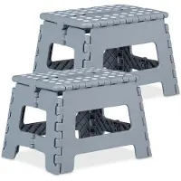 Relaxdays Klapphocker faltbar M hellgrau 2er Set Weiß,Grau