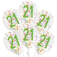 Riethmüller 6 Latexballons Droplets 21 Confetti Birthday 1C Ko