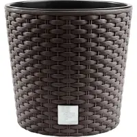 Prosperplast - Runde Pflanztöpfe 8,7 Liter Rato mit Pflanzbecher in Dunkelocker, 25 x 25 x 22,4 cm