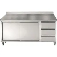 CombiSteel Arbeitstisch mit 2 Schiebetüren 3 Schubladen Aufkantung 2000x700x850