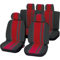 Unitec Autositzbezugset Auto Innenausstattung Newline Schwarz Rot 14 teilig Komfort