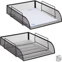 Relaxdays 2 x Dokumentenablage stapelbar schwarz Schwarz