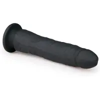 Easytoys Dildo Collection - haftendes 100% Silikon-Dildo (21 cm) - Schwarz