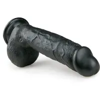 Easytoys Dildo Collection - Saugnapf-Dildo mit Hoden (22,5cm) - schwarz