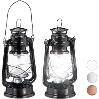Relaxdays 2 x Sturmlaterne LED schwarz Schwarz,Transparent