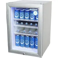 Gastro-Cool Kühlschrank mit Glastür für den Point of Sale - silber - LED Innenbeleuchtung / 62l- GCKW65