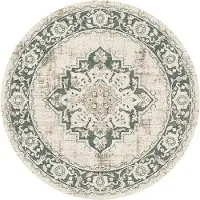 FRAAI Teppich Vintage Rund - Spring Medaillon Creme Grün Ø 100 cm